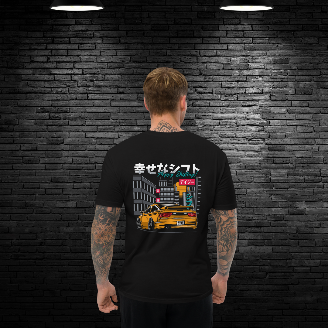 HAPPY SHIFTING!! Yellow 240SX T-Shirt | JDM Style Apparel