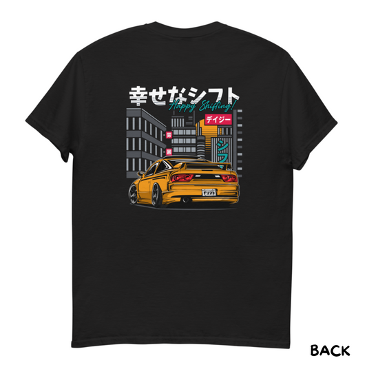 HAPPY SHIFTING!! Yellow 240SX T-Shirt | JDM Style Apparel