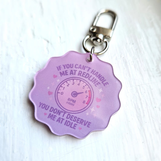 REDLINE BUT CUTE - Pink Tachometer RPM Keychain